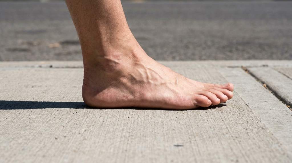 Cross section showing cushioned shoe midsole support