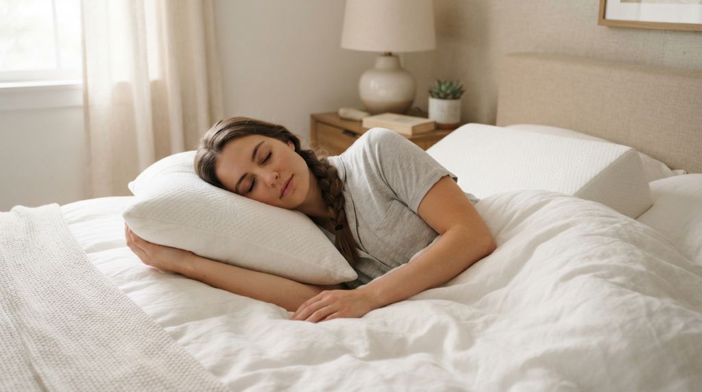 Side sleeper using a wedge pillow for support