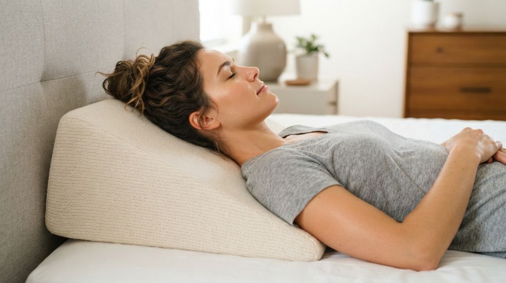 Wedge pillow supporting the head and upper body while sleeping on the side