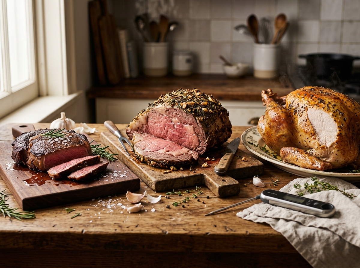 Never serve dry meat again. Discover essential temperatures, resting tips, and pro techniques to cook steak, roast, and turkey to perfect doneness today.